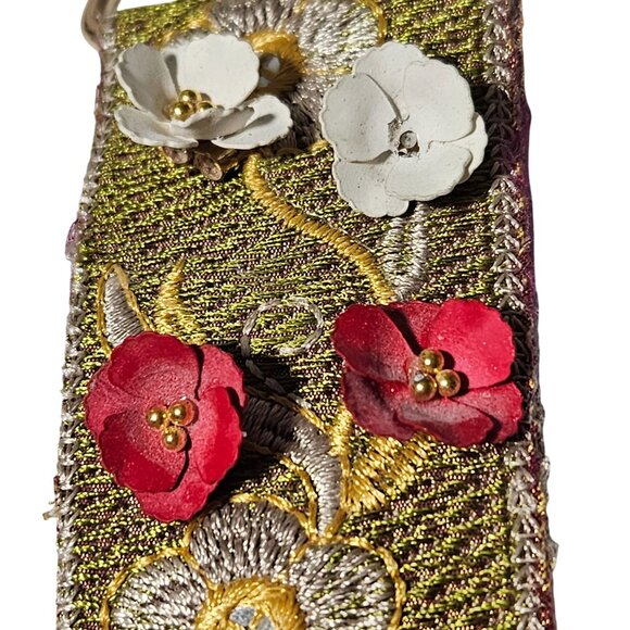 Anthropologie Flower Post Earrings on Embroidered Floral Tassel Dainty Jewelry - Picture 3 of 4